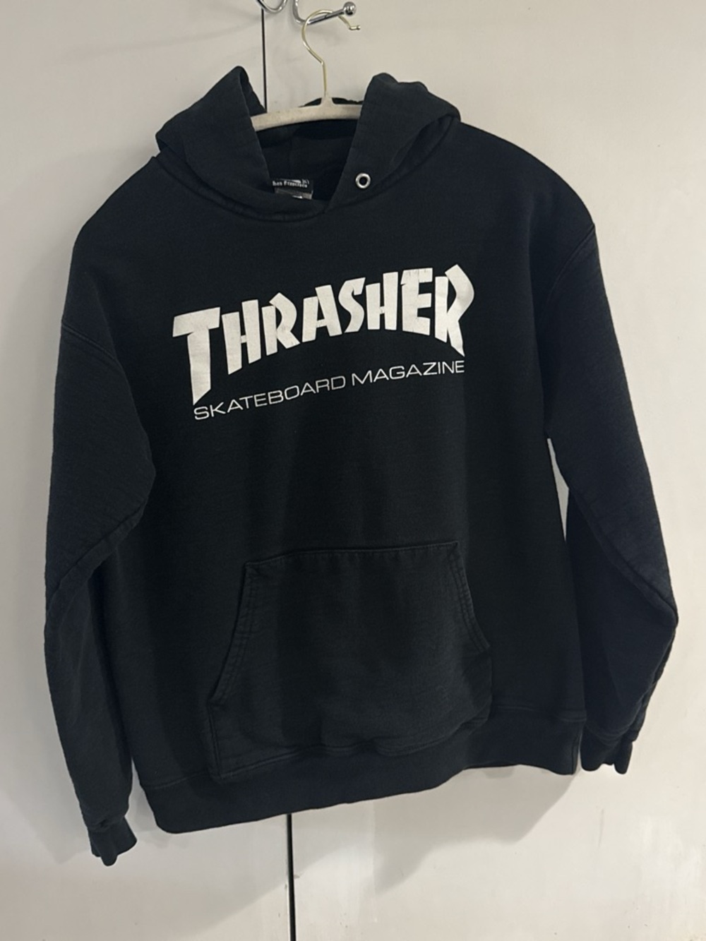 Thrasher Black Hoodie with White Logo - Men's Pullover